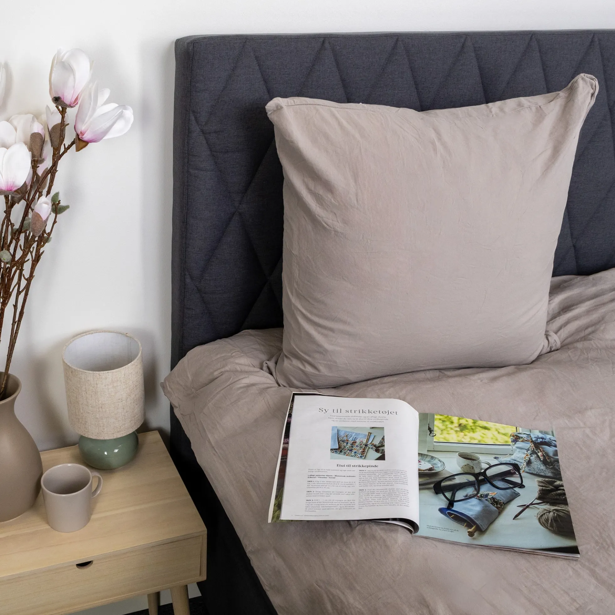 Pudebetræk 60x63 cm - Stonewashed - Firm grey