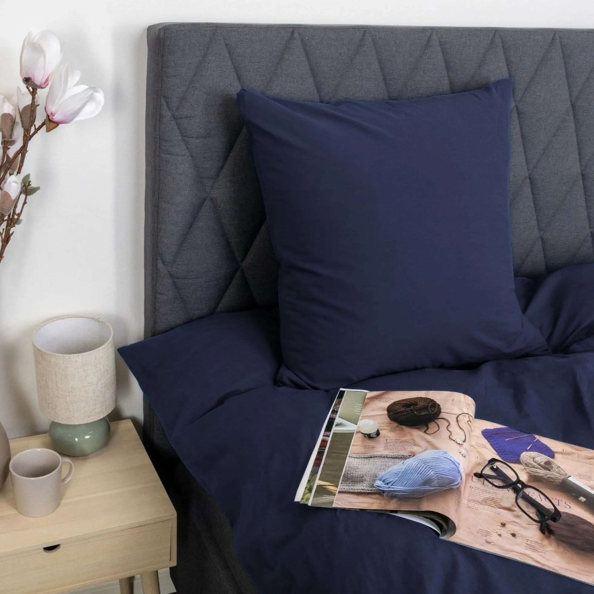 Pudebetræk 60x63 cm - Stonewashed - Firm deep blue