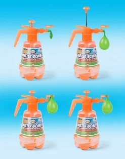 Pumpe med vandballoner 100 stk. - Hurtig klargøring til vandleg - Orange pumpe