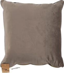 Pyntepude - 45x45 cm - Ensfarvet grå - Velour - Borg Living
