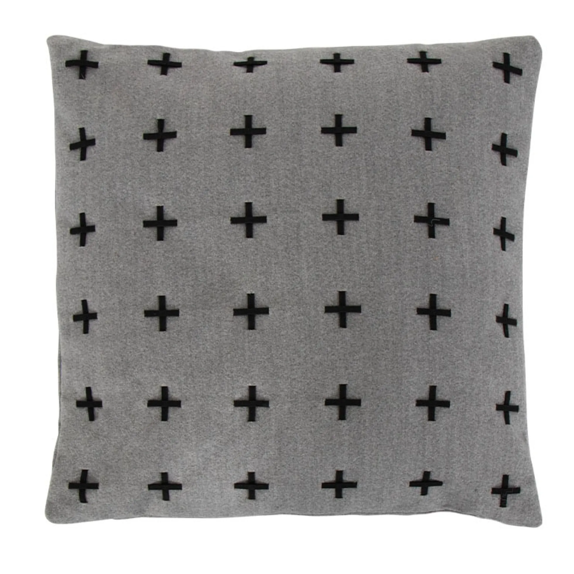Pyntepude - 45x45 cm - Grå med krydser - Blød sofapude fra Borg living