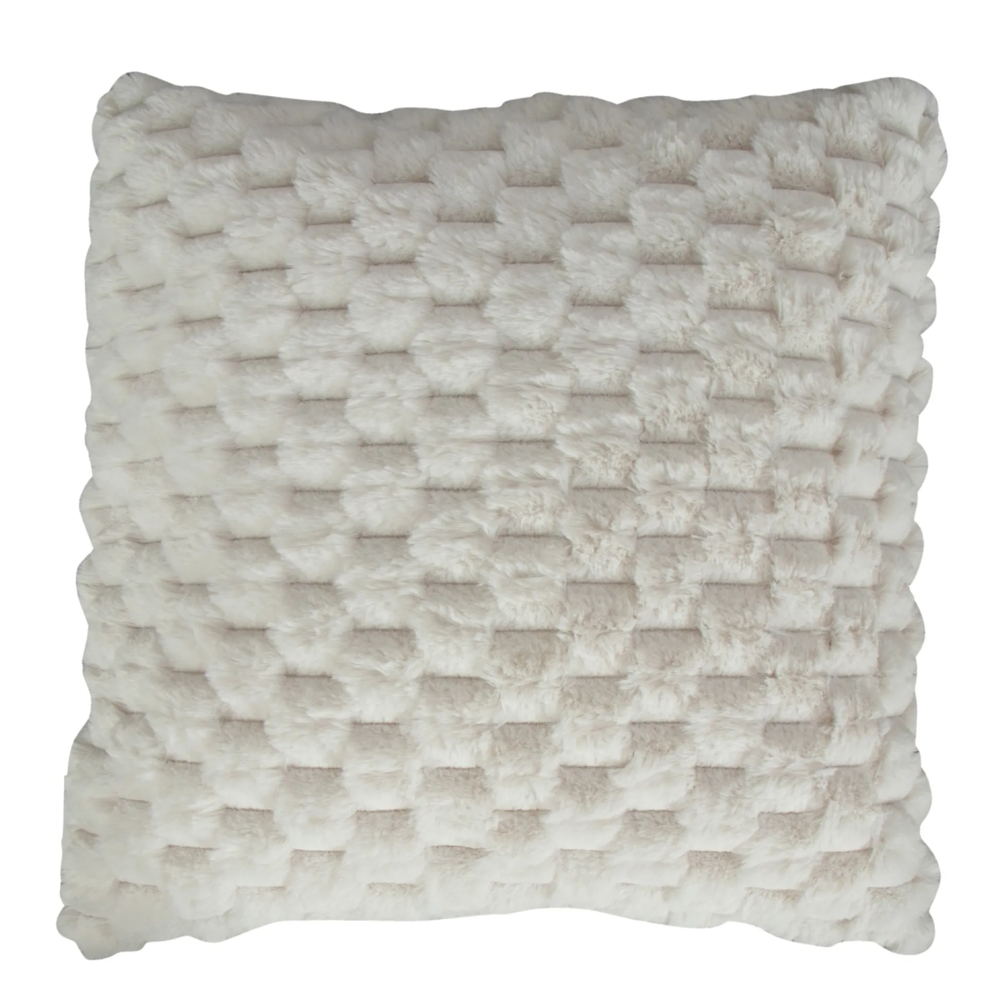 Pyntepude - 45x45 cm - Hvid - Fake fur sofapude - Eksklusiv vaffelstruktur - Nordstrand Home