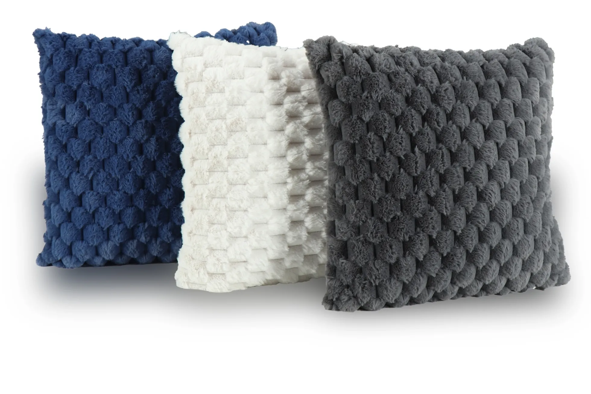 Pyntepude - 45x45 cm - Hvid - Fake fur sofapude - Eksklusiv vaffelstruktur - Nordstrand Home