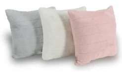 Pyntepude - 45x45 cm - Hvid - Fake fur sofapude med striber - Nordstrand Home
