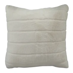 Pyntepude - 45x45 cm - Hvid - Fake fur sofapude med striber - Nordstrand Home