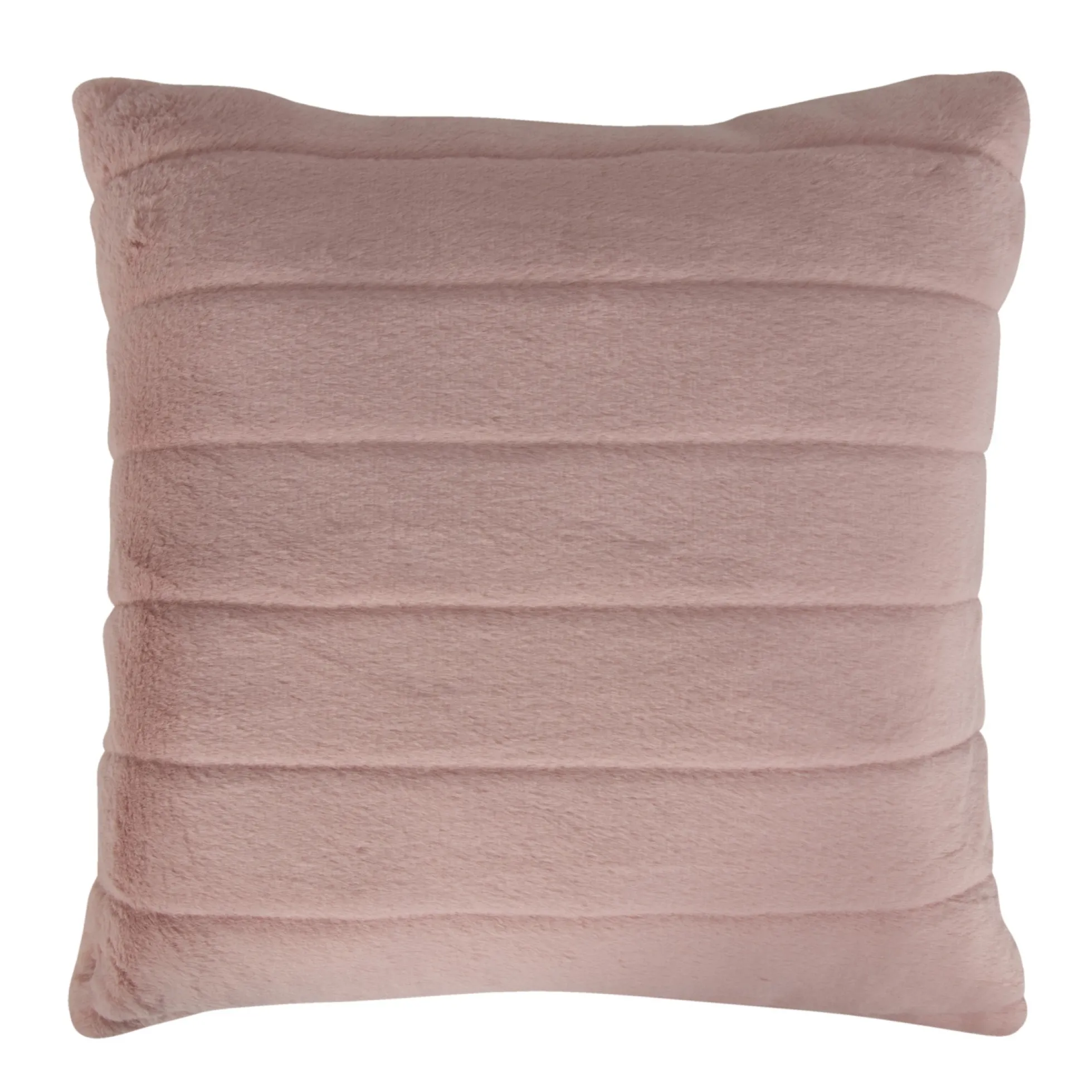 Pyntepude - 45x45 cm - Lys rosa - Fake fur sofapude med striber - Nordstrand Home