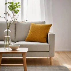 Pyntepude 45x45 cm - Orange sofapude med fløjls look - Blød pude til sofaen - Borg Living