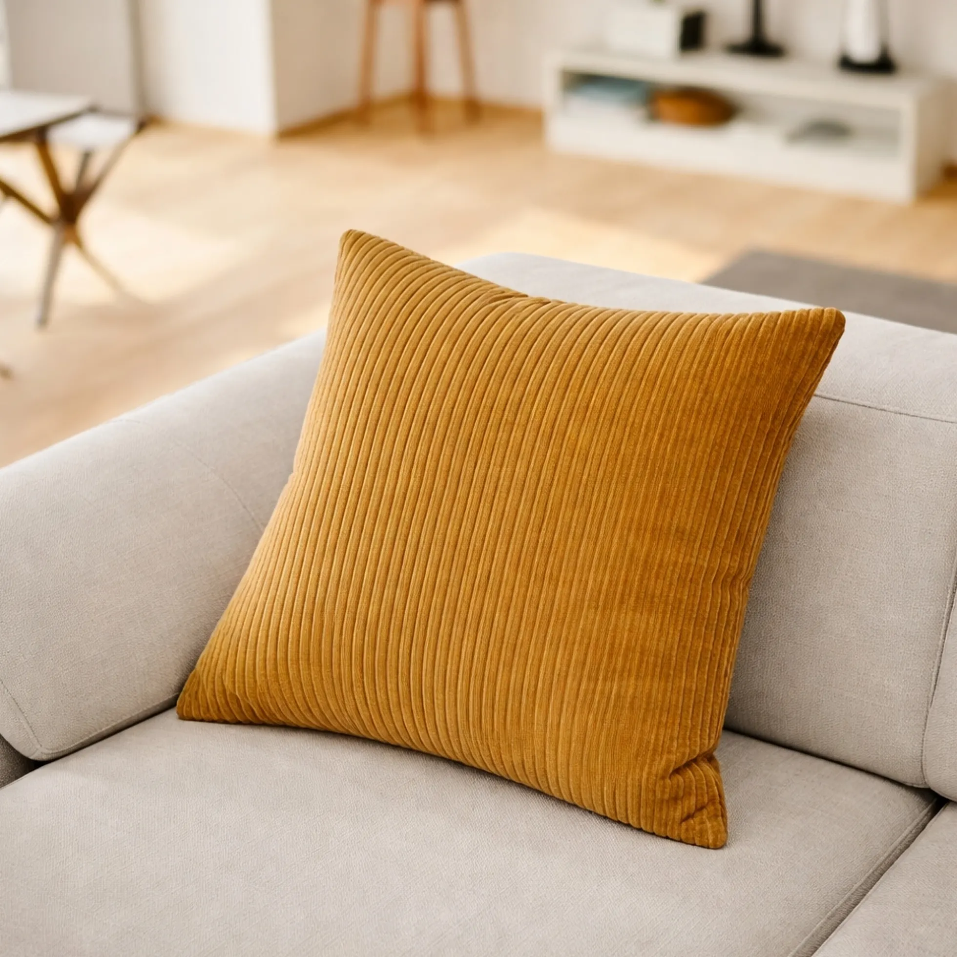 Pyntepude 45x45 cm - Orange sofapude med fløjls look - Blød pude til sofaen - Borg Living