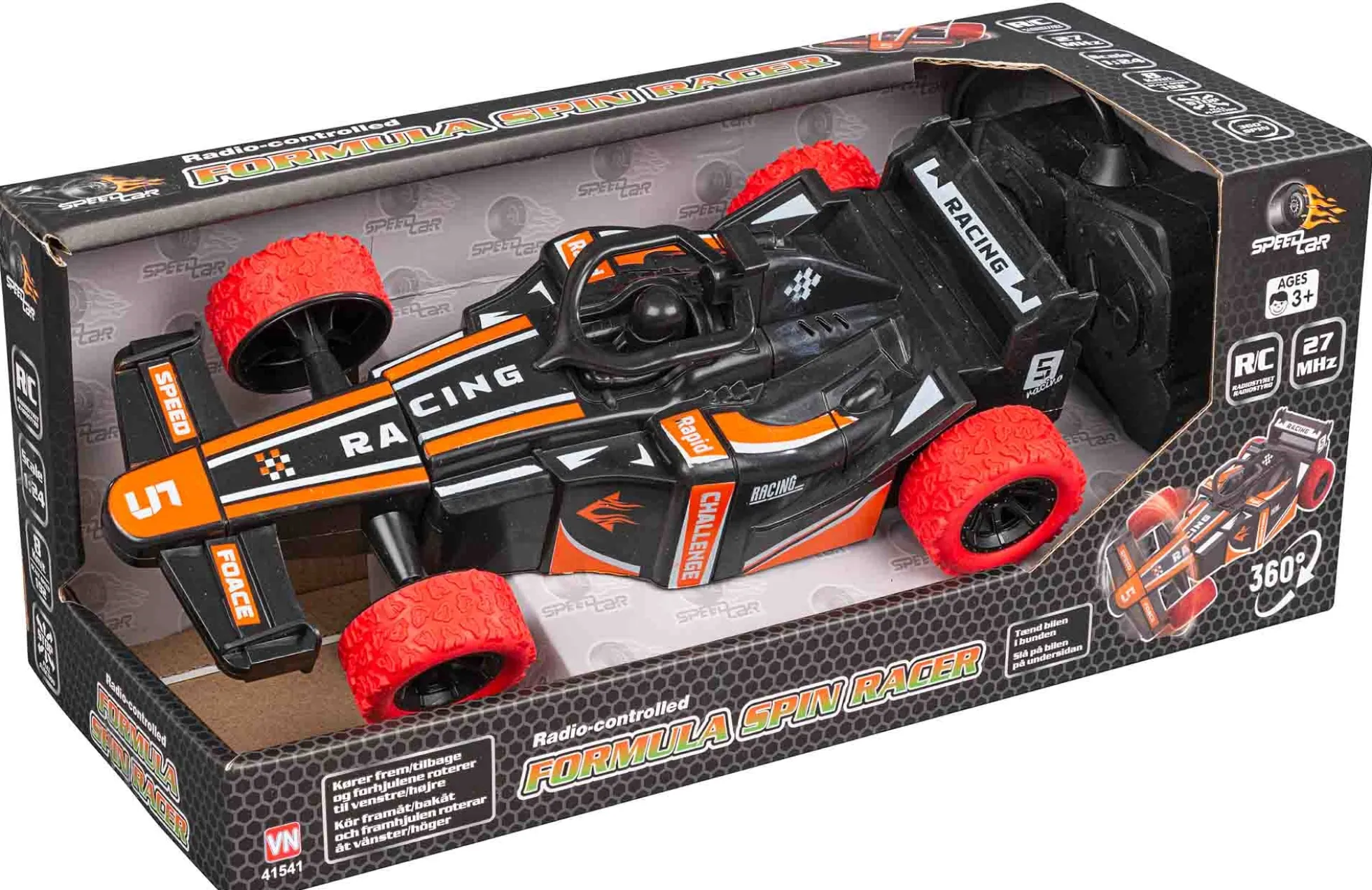 Radiostyret Formula Spin Racer - Rød - Fjernstyret racerbil til børn