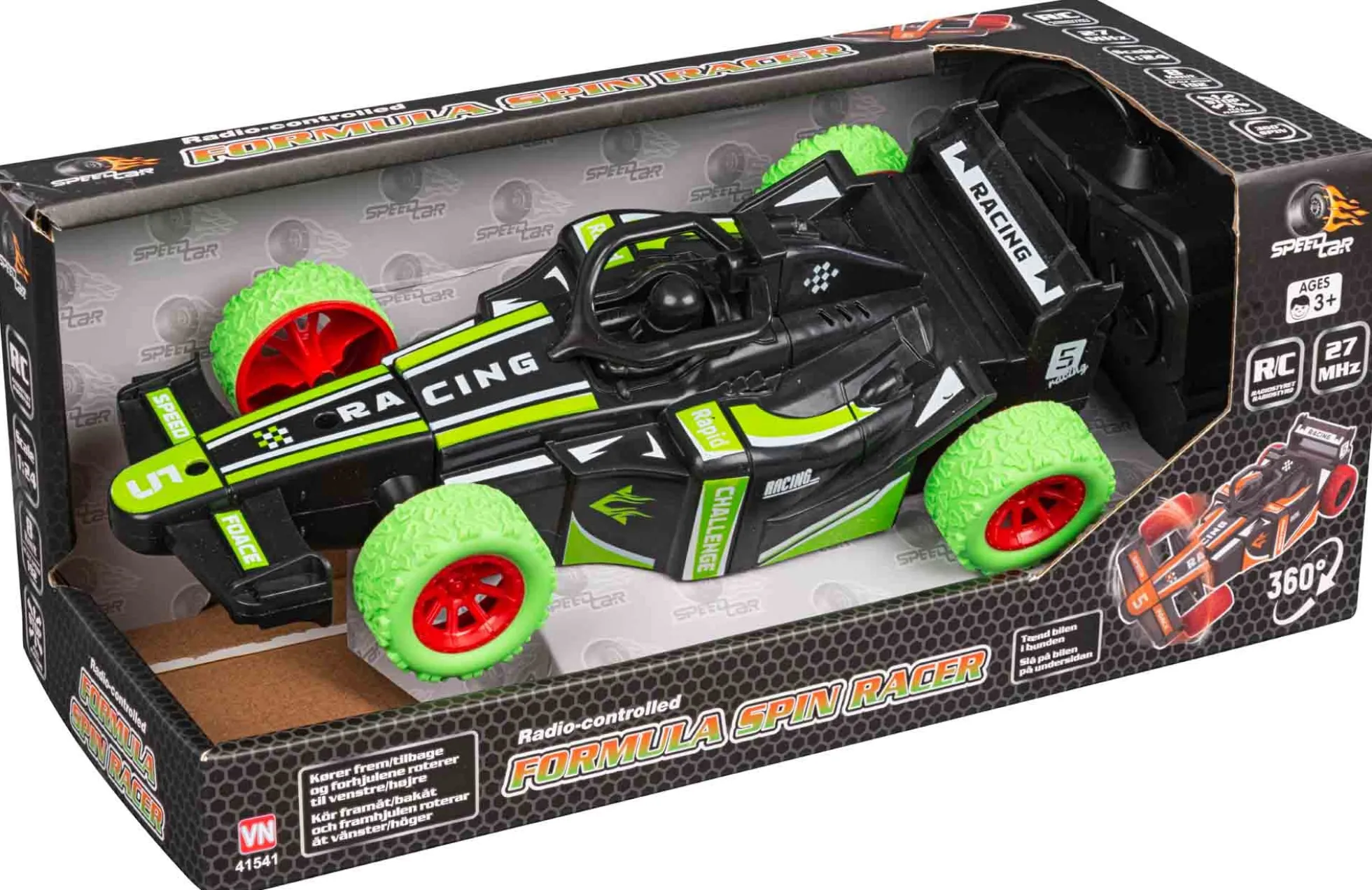 Radiostyret Formula Spin Racer - Grøn - Fjernstyret racerbil til børn