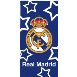 Real Madrid håndklæde - 100% bomuld - Badehåndklæde 70x140 cm - Stjerner