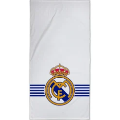 Real Madrid hvid håndklæde - 70x140 cm - 100% bomuld - Blødt badehåndklæde med Hvidt Real Madrid logo