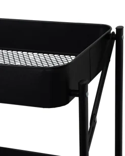 Rullevogn på hjul med 3 kurve - 78x45x30 cm - Sort metalvogn - Nem opbevaring