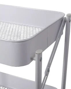 Rullevogn på hjul med 3 kurve - 78x45x30 cm - Hvid metalvogn - Nem opbevaring