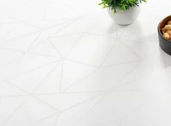 Rund dug - Ø230 cm - Damask dug - Hvid tekstildug - Jacquardvævet dug med geometrisk mønster - Dug til rundt bord