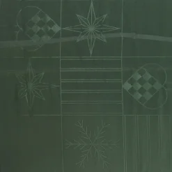 Rund juledug - Ø230 cm - Grøn med hjerter og stjerner - Jacquardvævet borddug - Eksklusiv dug