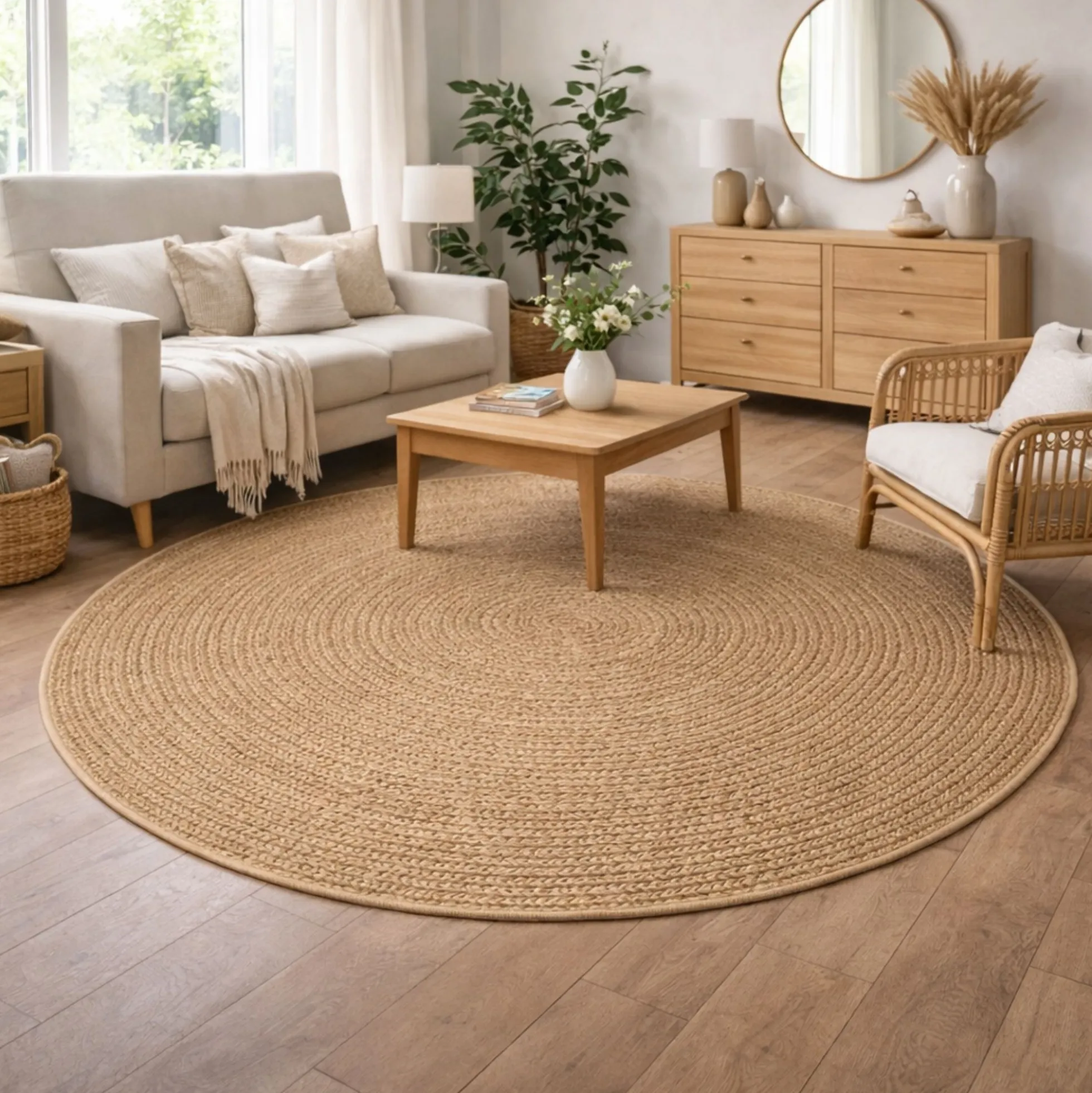 Rundt gulvtæppe - Ø 160 cm - Vævet - Udendørs - Kenzy - Nordstrand Home