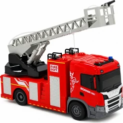 Scania brandbil med stige, lys og lyd - 31x10x16,3 cm