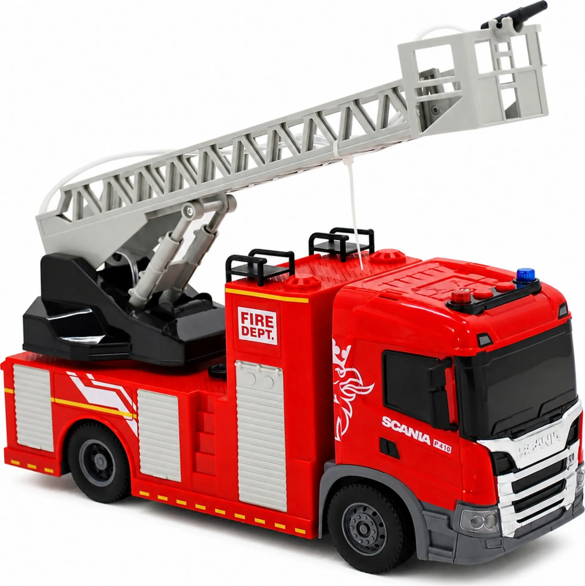 Scania brandbil med stige, lys og lyd - 31x10x16,3 cm