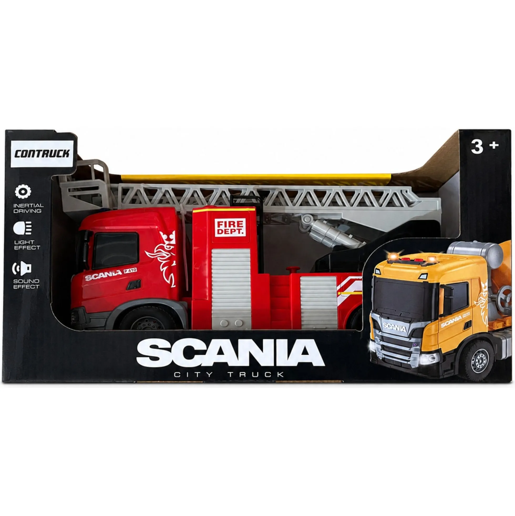 Scania brandbil med stige, lys og lyd - 31x10x16,3 cm