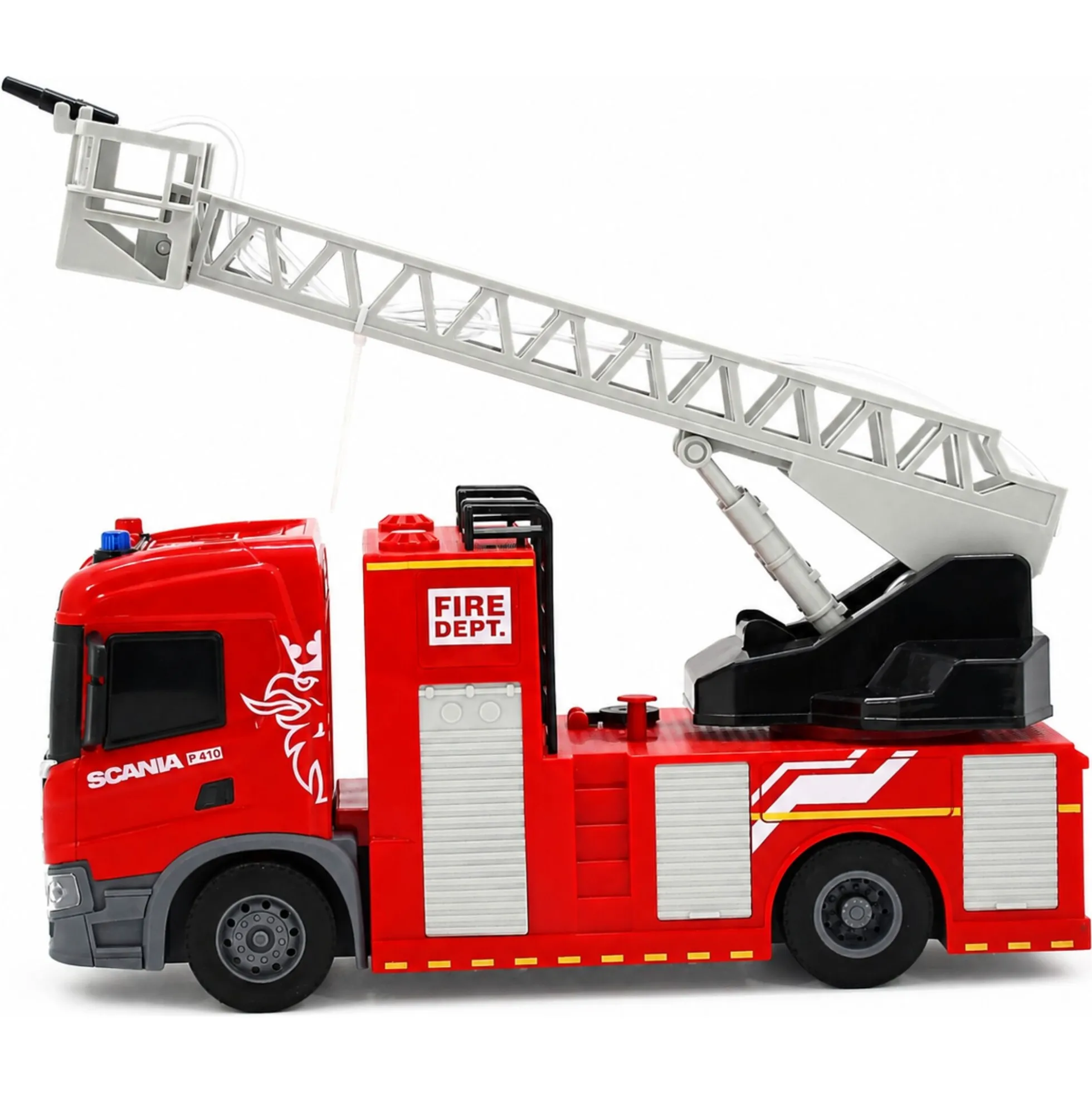 Scania brandbil med stige, lys og lyd - 31x10x16,3 cm