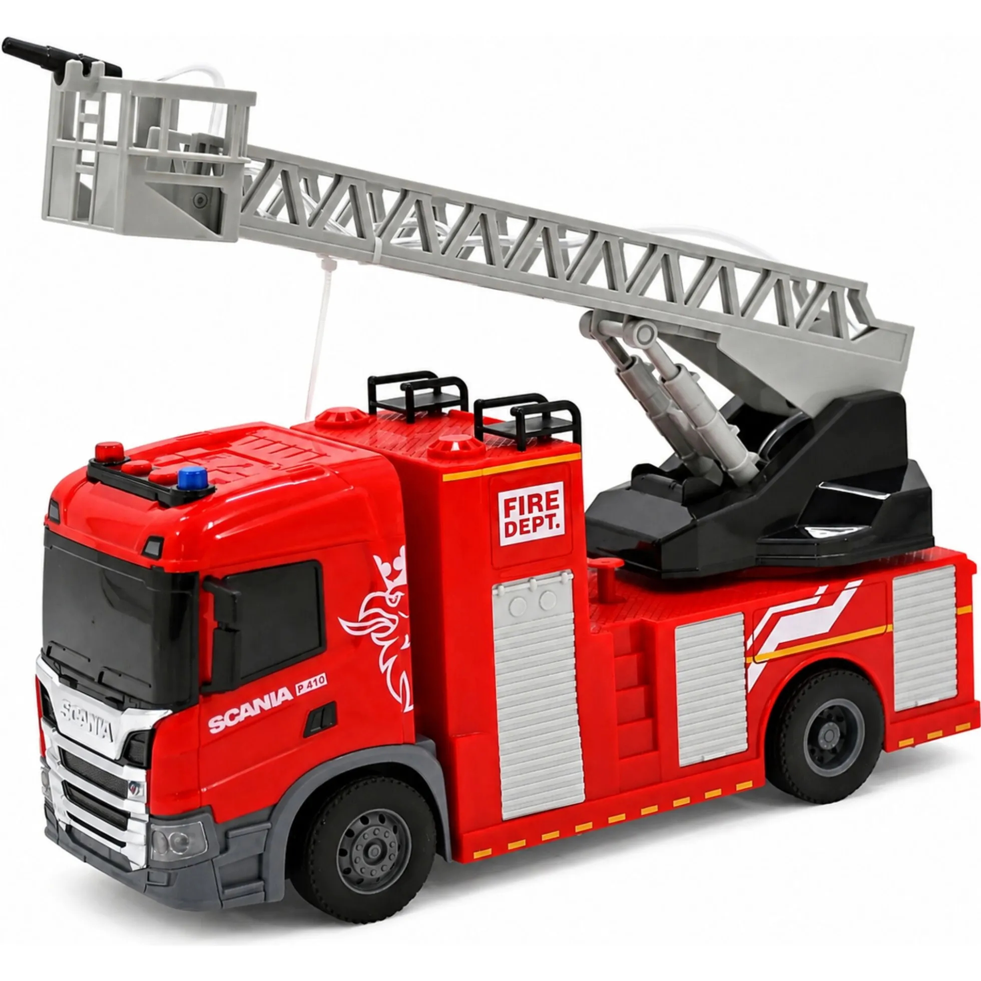 Scania brandbil med stige, lys og lyd - 31x10x16,3 cm