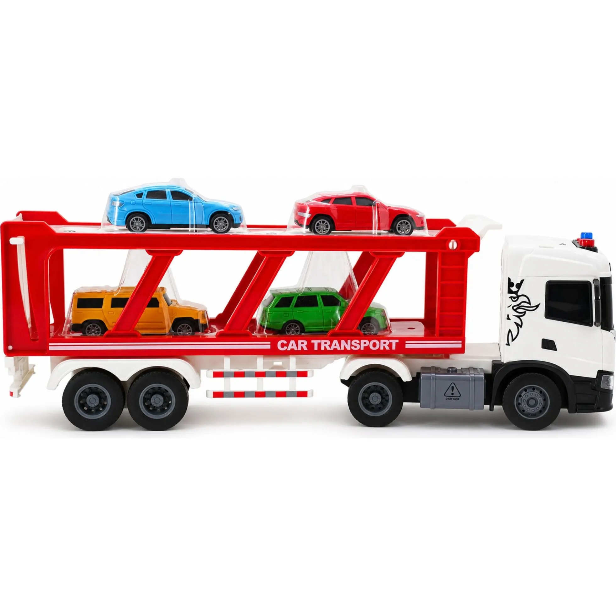 Scania lastbil med hænger og biler, lys og lyd - 41x9,5x15 cm