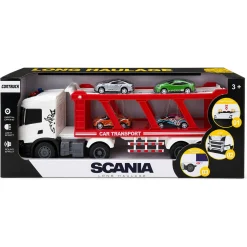 Scania lastbil med hænger og biler, lys og lyd - 41x9,5x15 cm