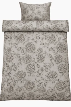 Sengetøj 140x200 cm - Bæk og Bølge - 100% bomulds krep - Sandfarvet blomster print