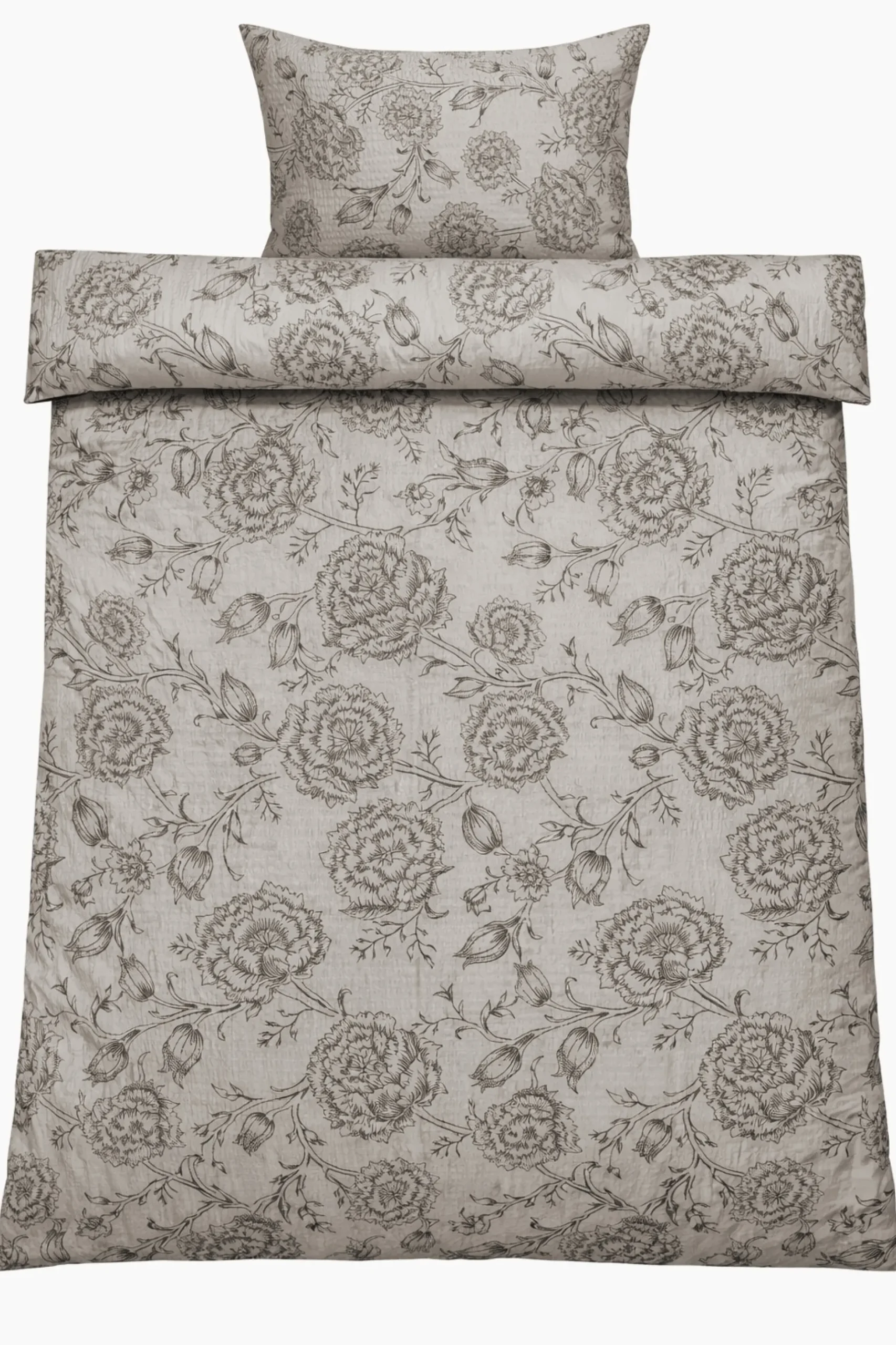 Sengetøj 140x200 cm - Bæk og Bølge - 100% bomulds krep - Sandfarvet blomster print