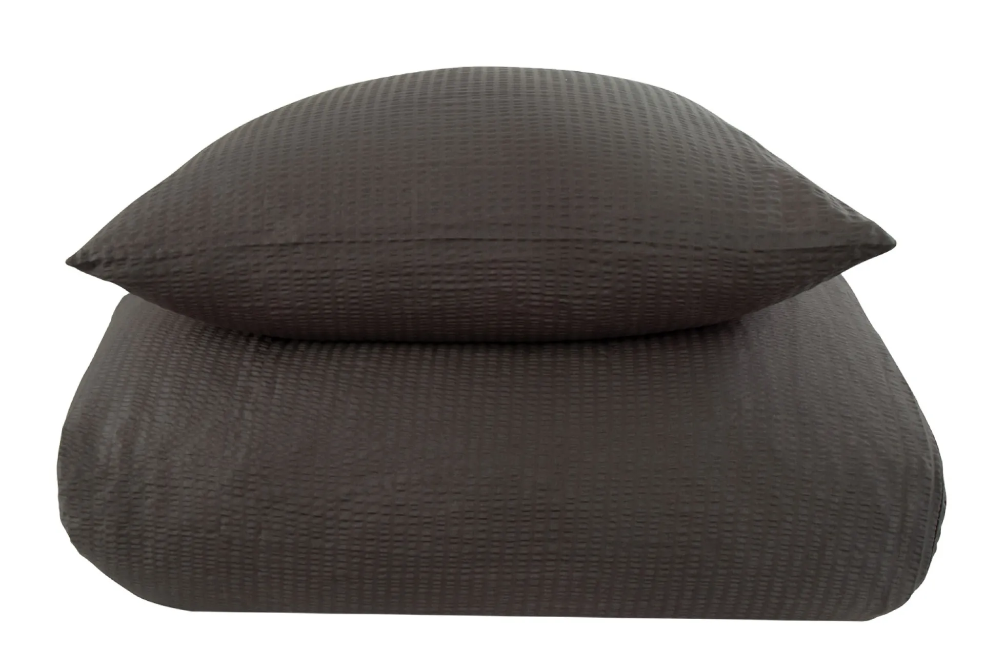 Sengetøj 150x210 cm - Bæk og Bølge - 100% bomulds krep - Mørkegråt ensfarvet