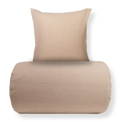 Sengetøj 140x200 cm - Bæk og bølge - Microfiber - Sandfarvet seer sucker