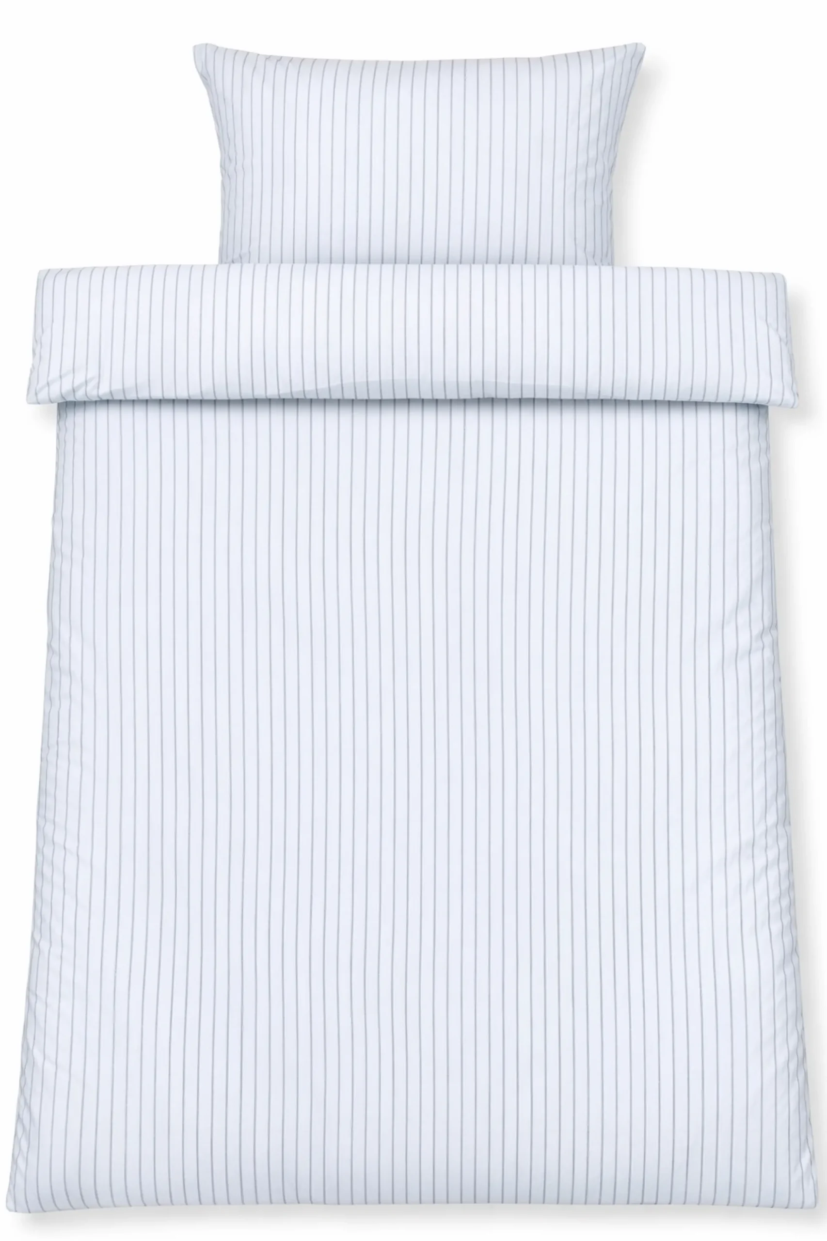 Sengetøj 140x220 cm - 100% bomuld - Blå med brune striber