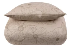 Sengetøj 150x210 cm - Bomuldssatin - Big Flower sand - Vendbart blomster print