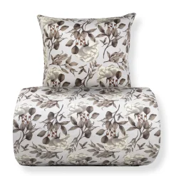 Sengetøj 140x200 cm - bomuldssatin - Blossom grey - Blomster print