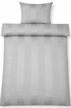Sengetøj 140x220 cm - 100% bomuldssatin - Grå brede striber