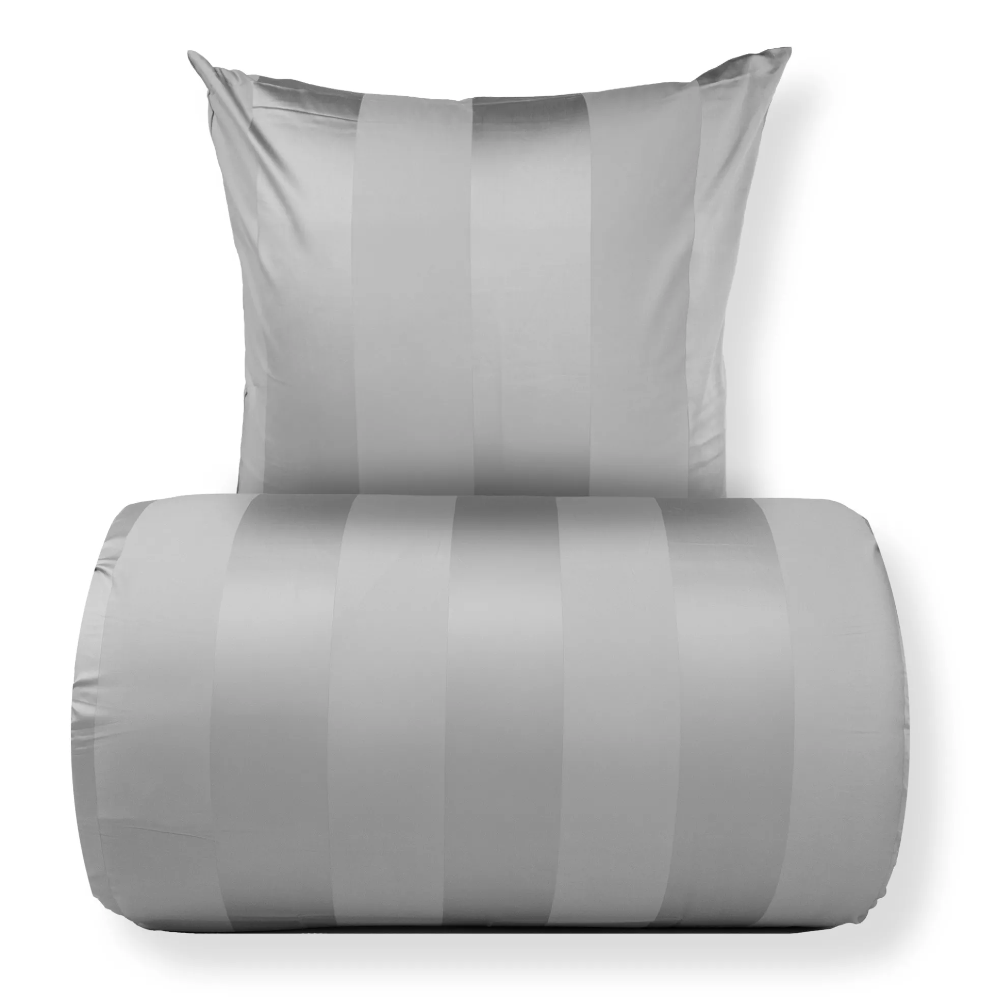 Sengetøj 140x220 cm - 100% bomuldssatin - Grå brede striber