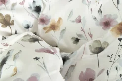 Sengetøj 140x220 cm - bomuldssatin - Hvidt blomster print