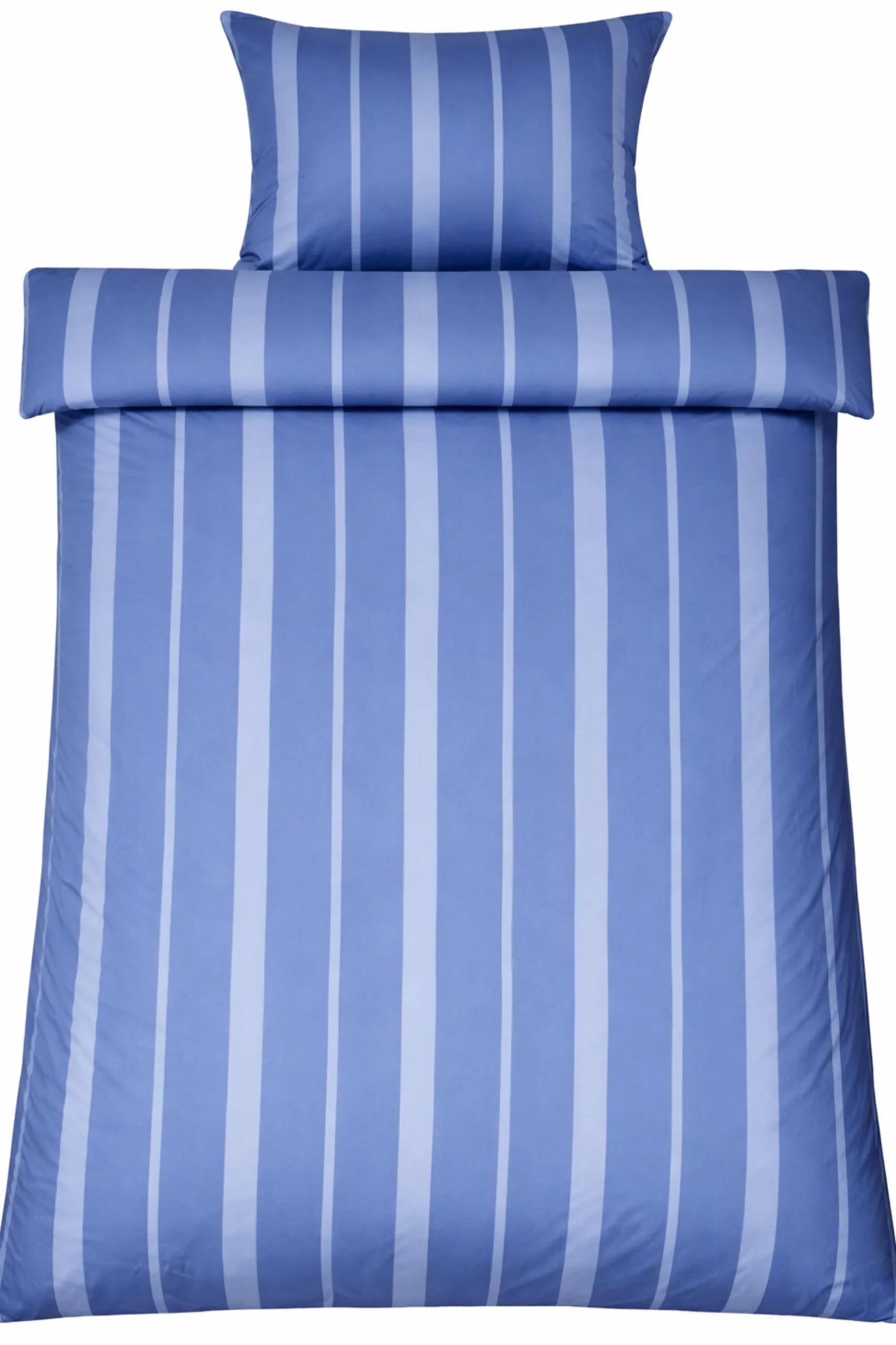 Sengetøj 140x220 cm - 100% bomuldssatin - Lana - Blå og lyseblå striber