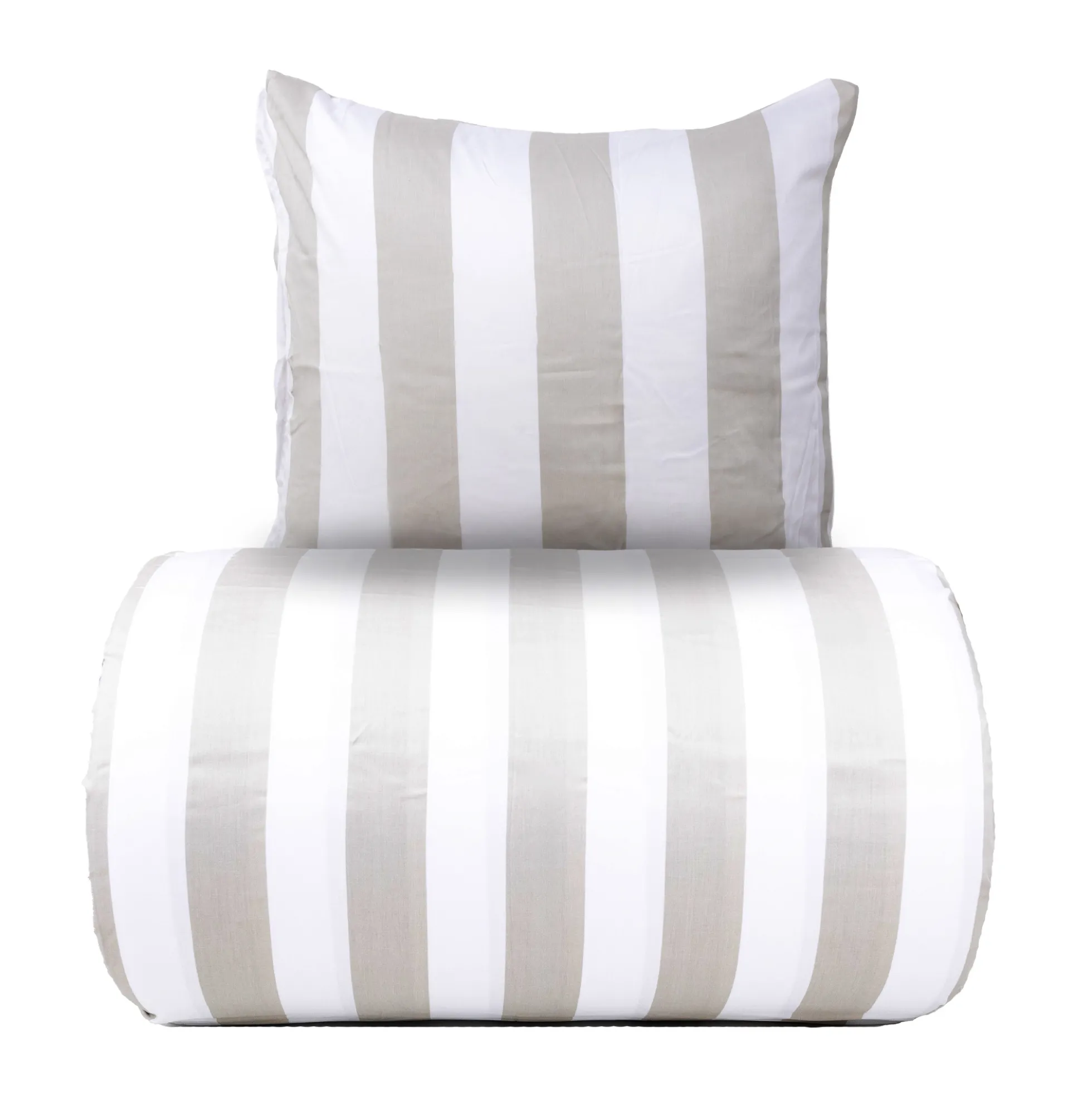 Sengetøj 140x200 cm - 100% bomuldssatin - Nordic Stripe - Brede grå striber