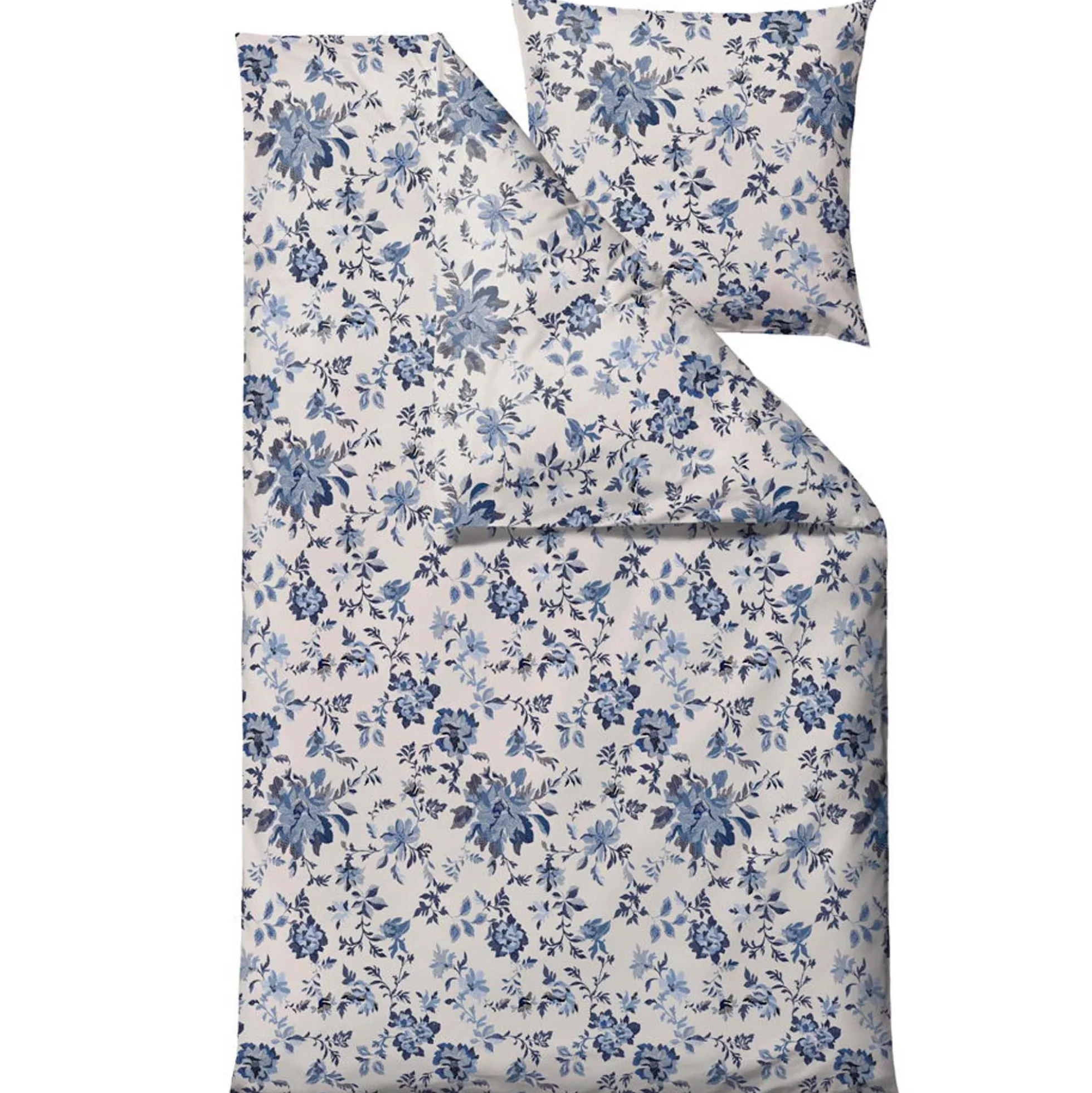 Sengetøj 140x220 cm - 100% bomuldssatin - Södahl Tapestry - Blå blomster