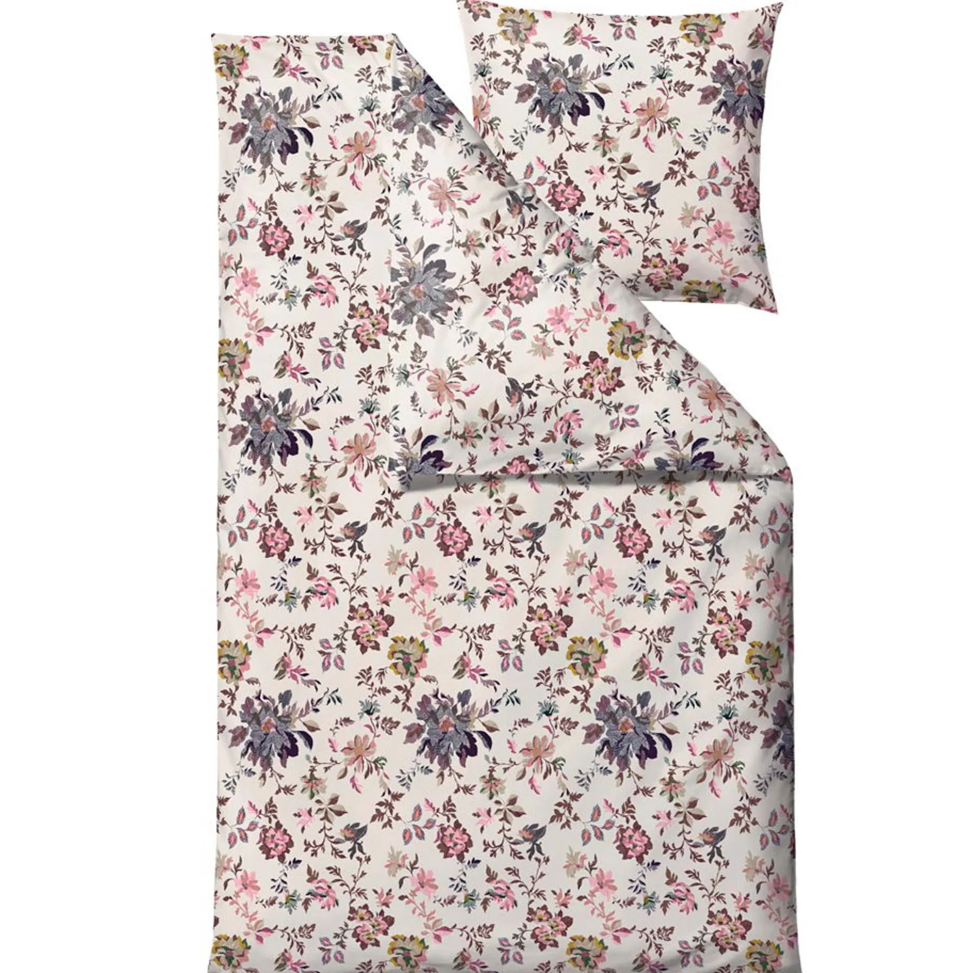 Sengetøj 140x200 cm - 100% bomuldssatin - Södahl Tapestry - Rosa blomster
