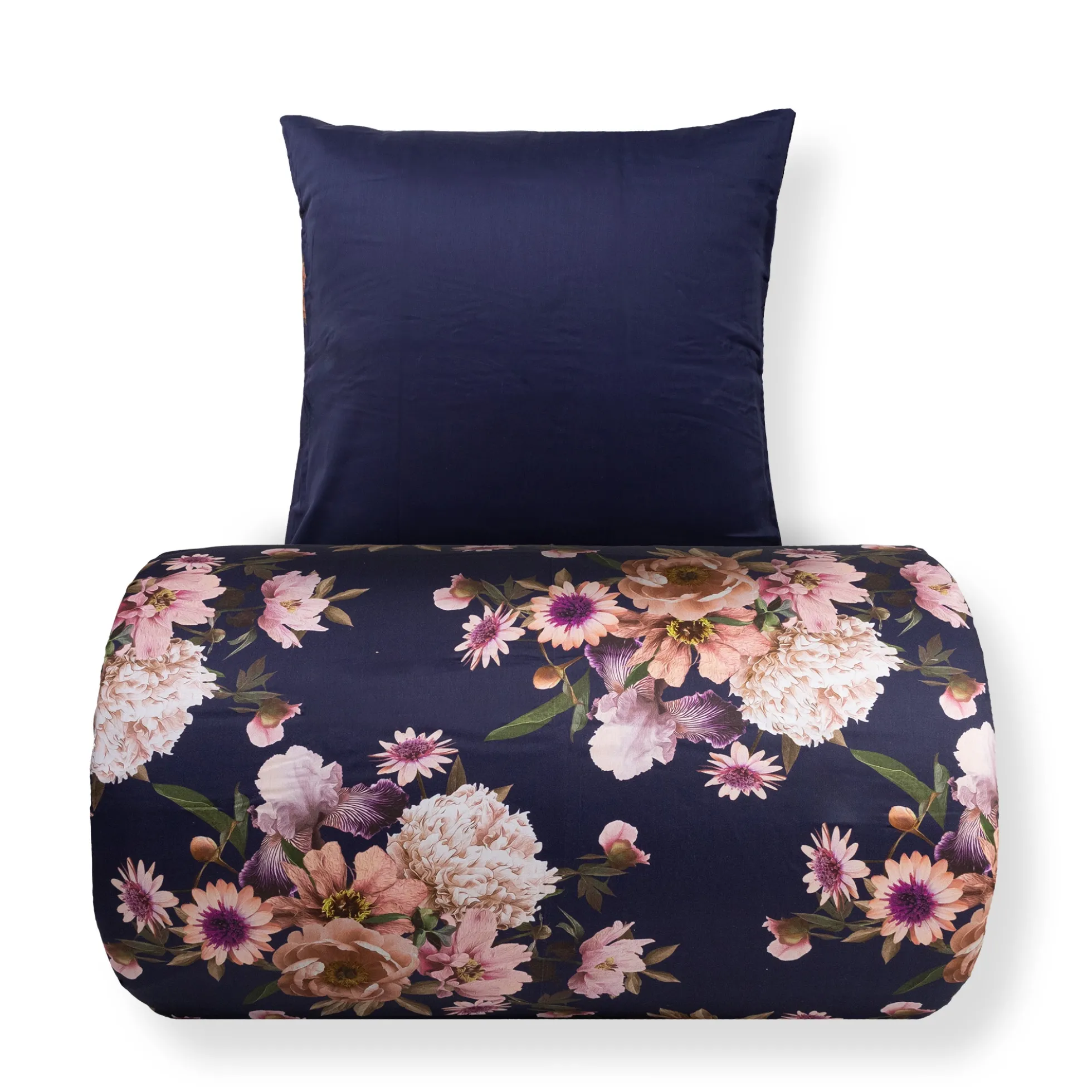 Sengetøj 150x210 cm - Bomuldssatin - Vendbart rosa blomster sengetøj