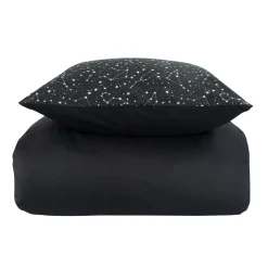 Sengetøj 150x210 cm - 100% Bomuld - Zodiac black - Vendbart med stjerner