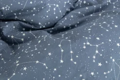 Sengetøj 140x200 cm - 100% Bomuld - Zodiac blue - Vendbart med stjerner