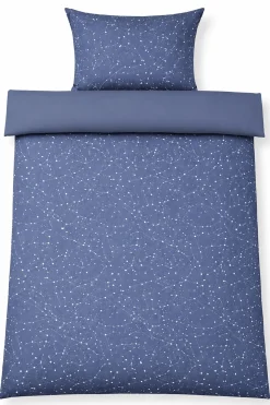 Sengetøj 140x220 cm - 100% Bomuld - Zodiac blue - Vendbart med stjerner