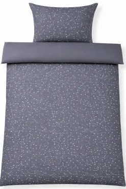 Sengetøj 140x220 cm - 100% Bomuld - Zodiac grey - Vendbart med stjerner