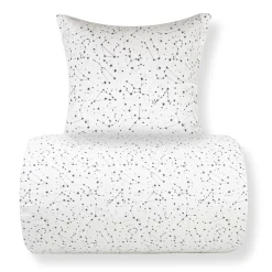 Sengetøj 150x210 cm - 100% Bomuld - Zodiac white - Vendbart med stjerner