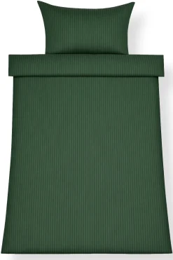 Sengetøj 140x200 cm - Egyptisk bomuld - Grønne jacquardvævede striber