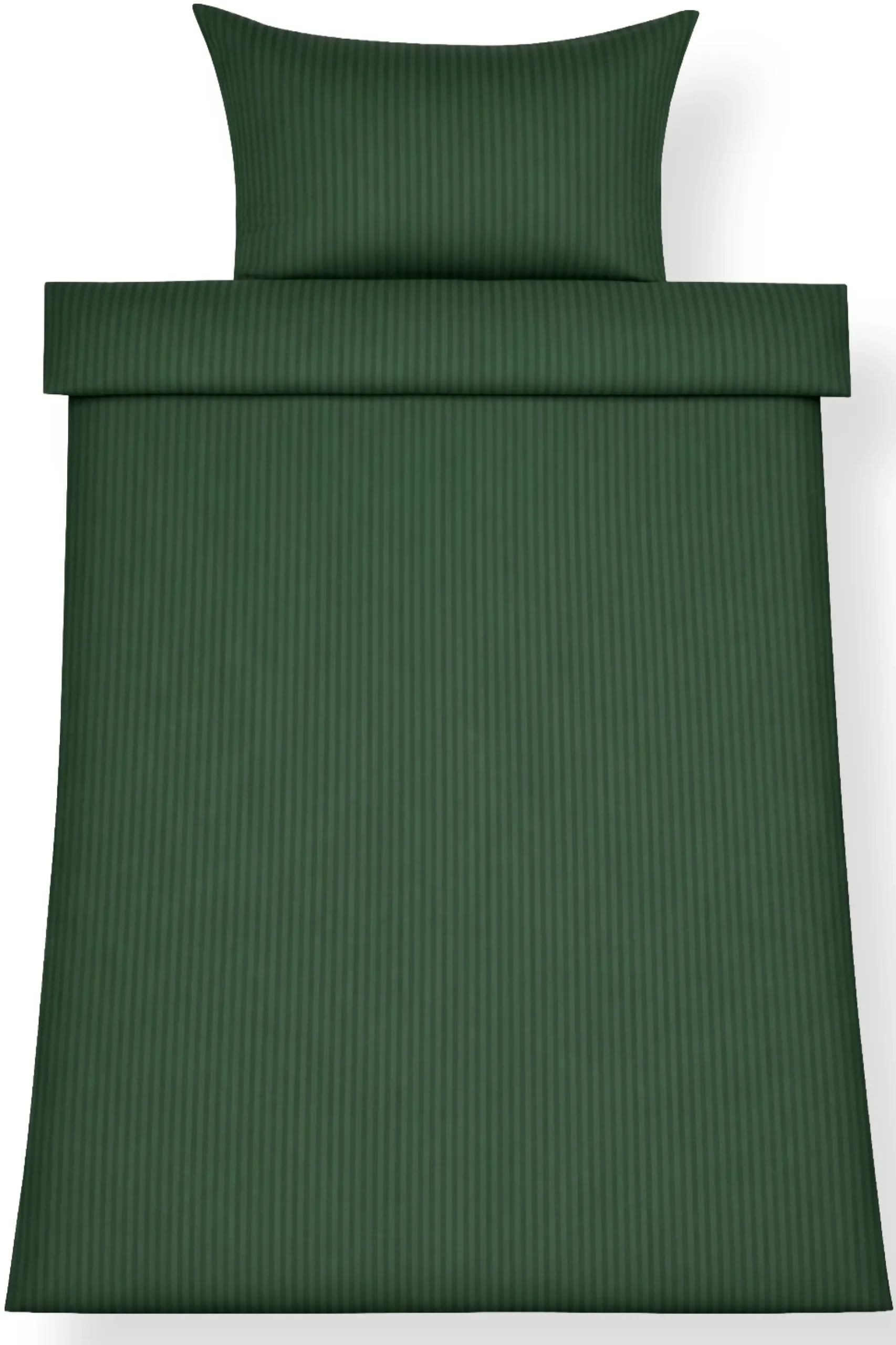 Sengetøj 140x200 cm - Egyptisk bomuld - Grønne jacquardvævede striber